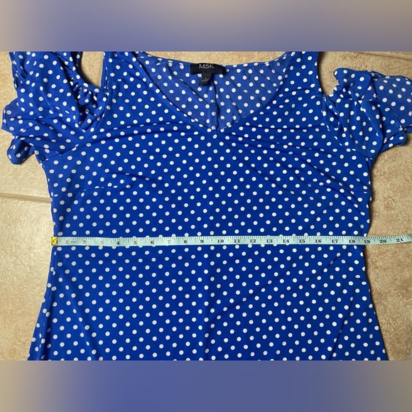 MSK Blue Polka Dot Dress, Size Large - Picture 6 of 9